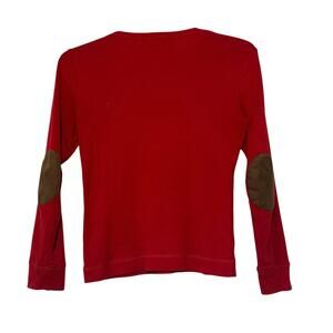 Lauren Jeans Company Ralph Lauren Red L/S Shirt with Suede Patches, Size M